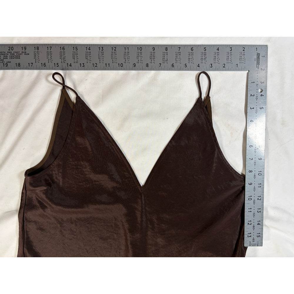 Madewell Brown Slip Dress Size 10 Midi Spaghetti Strap V Neck - Picture 8 of 16